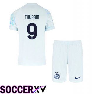 Inter Milan (THURAM 9) Kids Away Soccer Jersey White Blue 2025/2026