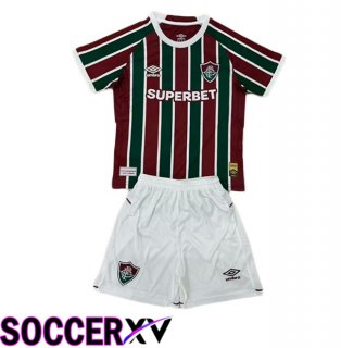 Fluminense Kids Home Soccer Jersey Red Green 2025/2026