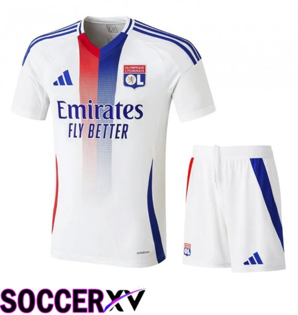 lyon OL Home kit Soccer Jersey + Shorts 2024/2025