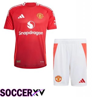 Manchester United Home kit Soccer Jersey + Shorts 2024/2025