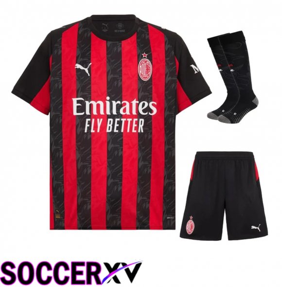 AC Milan Home kit Soccer Jersey (Shorts + Socks) 2025 2026