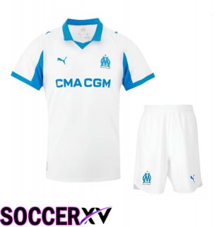 Marseille OM Home kit Soccer Jersey + Shorts 2025 2026