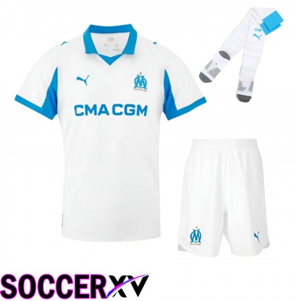 Marseille OM Home kit Soccer Jersey (Shorts + Socks) 2025 2026