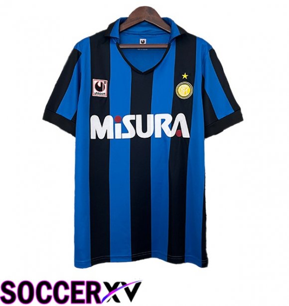 Inter Milan Retro Home Soccer Jersey Blue Black 1990-1991