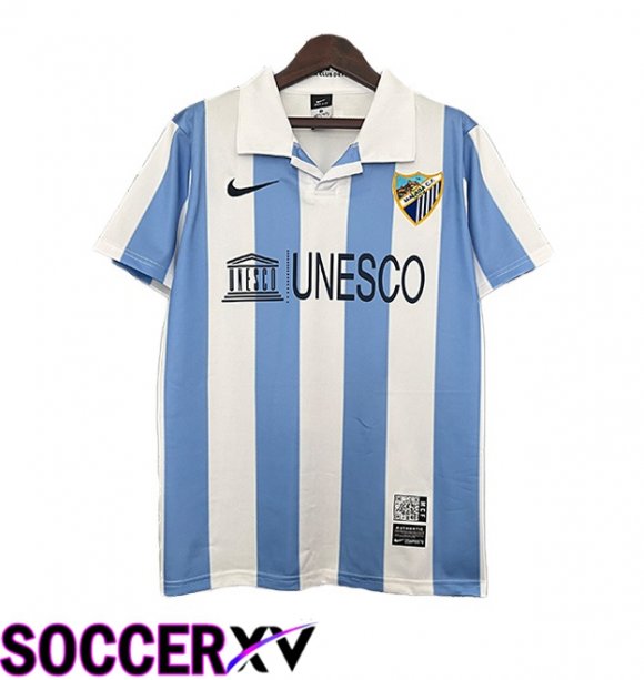 Malaga Retro Home Soccer Jersey Blue White 2012-2013