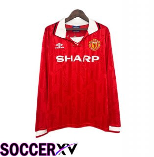 Manchester United Retro Home Soccer Jersey Long sleeve Red 1992-1994