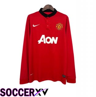 Manchester United Retro Home Soccer Jersey Long sleeve Red 2013-2014