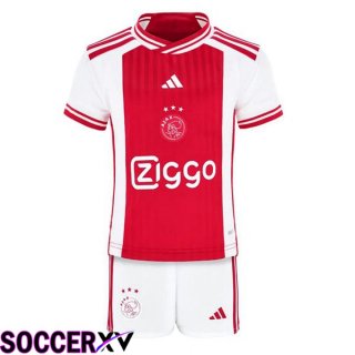 AFC Ajax Kids Soccer Jersey Home Red White 2023/2024