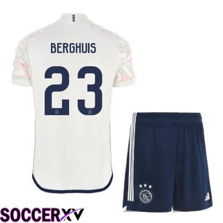 AFC Ajax (Berghuis 23) Kids Soccer Jersey Away White 2023/2024