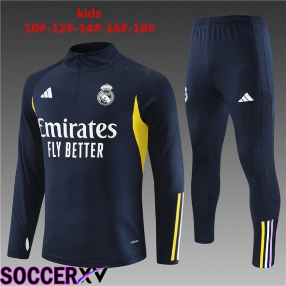 Real Madrid Kids Training Tracksuit Suit Royal Bluee 2023/2024