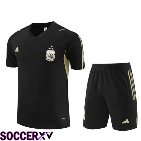 Argentina Training T Shirt + Shorts Black 2023/2024