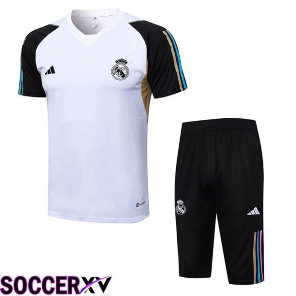 Real Madrid Training T Shirt + Shorts White 2023/2024