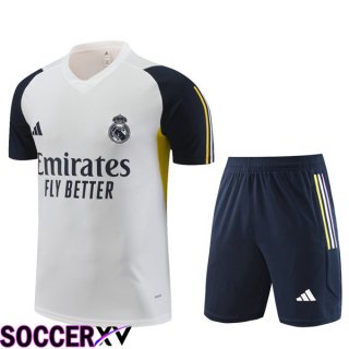 Real Madrid Training T Shirt + Shorts White 2023/2024