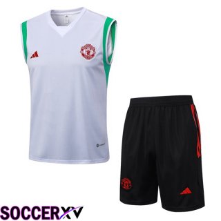 Manchester United Soccer Vest + Shorts White 2023/2024