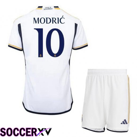 Real Madrid (Modrić 10) Kids Soccer Jersey Home White 2023/2024