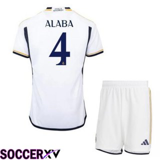 Real Madrid (Alaba 4) Kids Soccer Jersey Home White 2023/2024