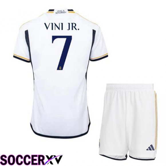 Real Madrid (Vini Jr. 7) Kids Soccer Jersey Home White 2023/2024