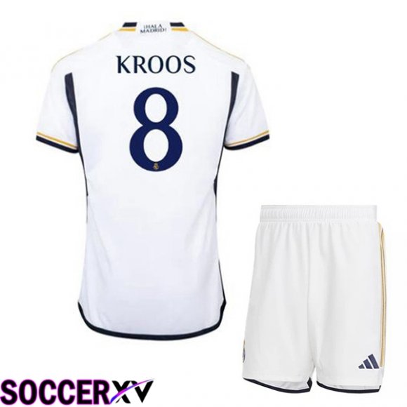 Real Madrid (Kroos 8) Kids Soccer Jersey Home White 2023/2024