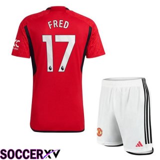 Manchester United (Fred 17) Kids Soccer Jersey Home Red 2023/2024