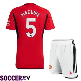 Manchester United (Maguire 5) Kids Soccer Jersey Home Red 2023/2024