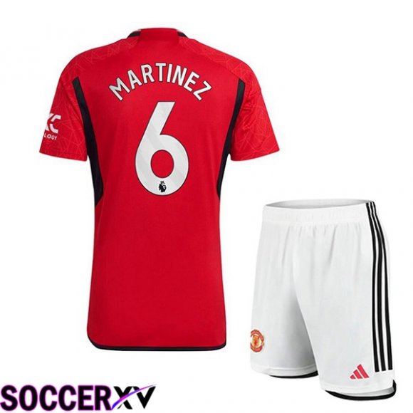 Manchester United (Martinez 6) Kids Soccer Jersey Home Red 2023/2024