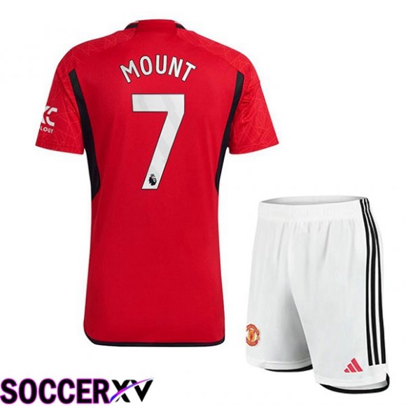 Manchester United (Mount 7) Kids Soccer Jersey Home Red 2023/2024