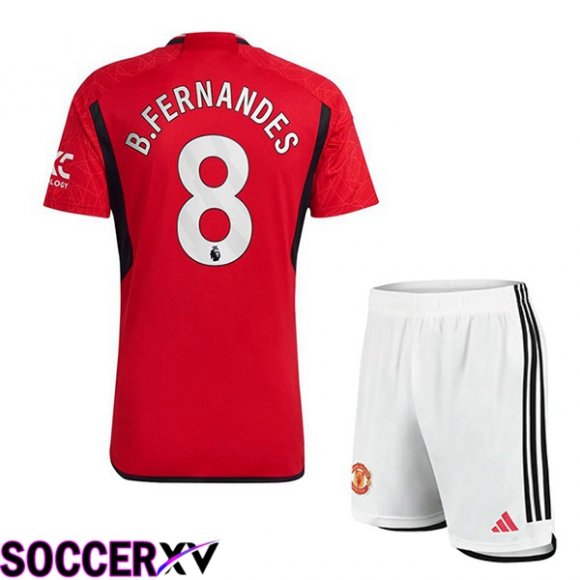 Manchester United (B.Fernandes 8) Kids Soccer Jersey Home Red 2023/2024