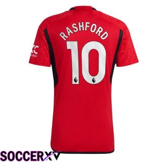 Manchester United (Rashford 10) Soccer Jersey Home Red 2023/2024