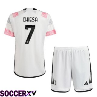 Juventus (CHIESA 7) Kids Soccer Jersey Away White 2023/2024