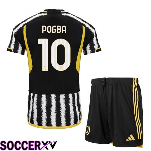 Juventus (POGBA 10) Kids Soccer Jersey Home Black White 2023/2024