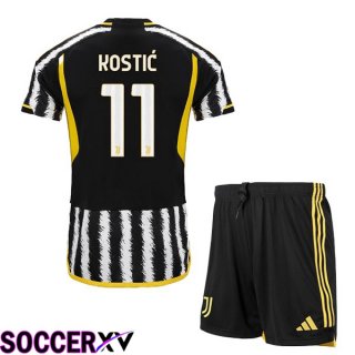 Juventus (KOSTIĆ 11) Kids Soccer Jersey Home Black White 2023/2024