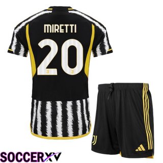 Juventus (MIRETTI 20) Kids Soccer Jersey Home Black White 2023/2024