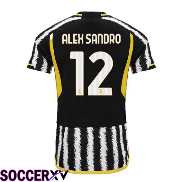 Juventus (ALEX SANDRO 12) Soccer Jersey Home Black White 2023/2024