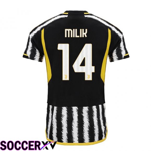 Juventus (MILIK 14) Soccer Jersey Home Black White 2023/2024