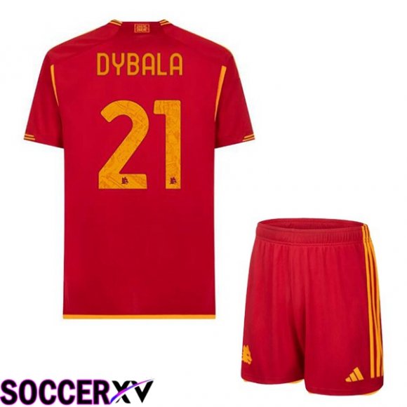 AS Roma (DYBALA 21) Kids Soccer Jersey Home Red 2023/2024