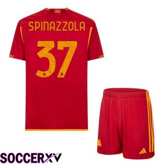 AS Roma (SPINAZZOLA 37) Kids Soccer Jersey Home Red 2023/2024