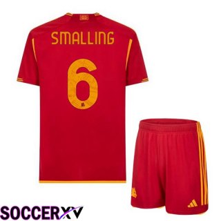 AS Roma (SMALLING 6) Kids Soccer Jersey Home Red 2023/2024