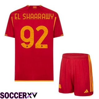 AS Roma (EL SHAARAWY 92) Kids Soccer Jersey Home Red 2023/2024