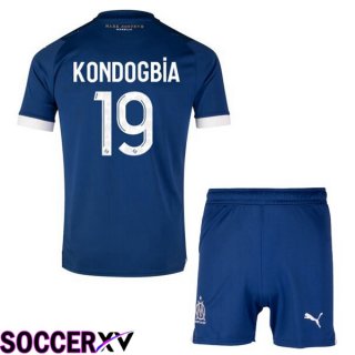 Marseille OM (KONDOGBIA 19) Kids Soccer Jersey Away Blue 2023/2024