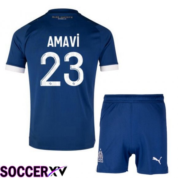 Marseille OM (AMAVI 23) Kids Soccer Jersey Away Blue 2023/2024