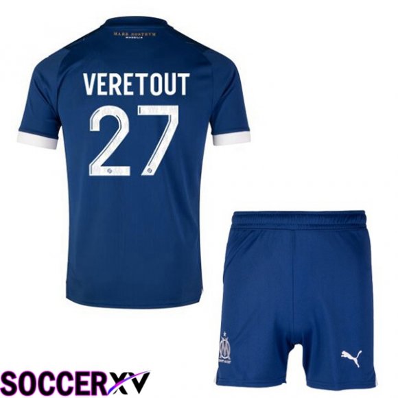 Marseille OM (VERETOUT 27) Kids Soccer Jersey Away Blue 2023/2024