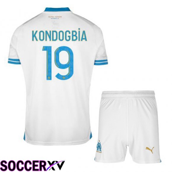 Marseille OM (KONDOGBIA 19) Kids Soccer Jersey Home White 2023/2024