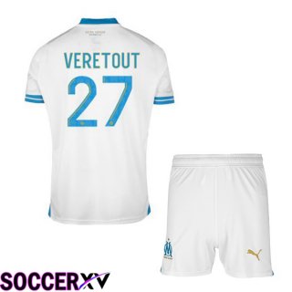 Marseille OM (VERETOUT 27) Kids Soccer Jersey Home White 2023/2024