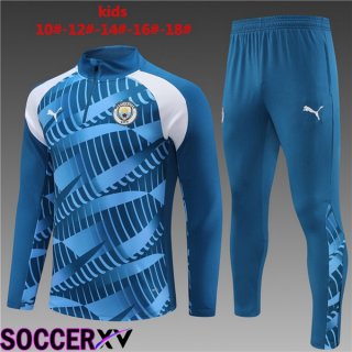 Manchester City Kids Training Tracksuit Suit Blue 2023/2024