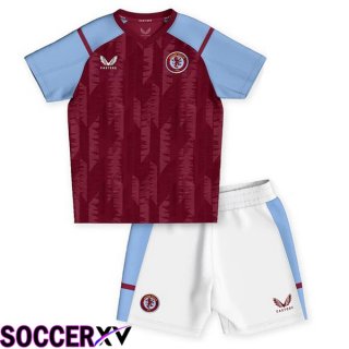 Aston Villa Kids Soccer Jersey Home Red 2023/2024