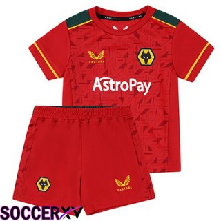 Wolves Kids Soccer Jersey Away Red 2023/2024