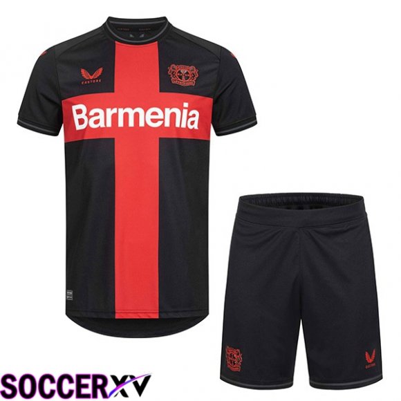 Bayer 04 Leverkusen Kids Soccer Jersey Home Black Red 2023/2024