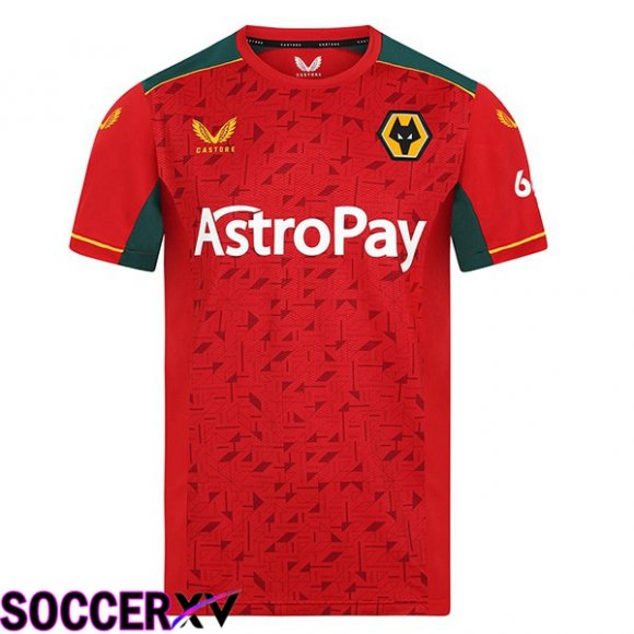 Wolves Soccer Jersey Away Red 2023/2024