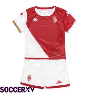 AS Monaco Kids Soccer Jersey Home White Red 2023/2024