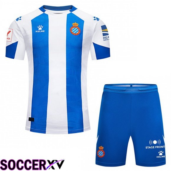 RCD Espanyol Kids Soccer Jersey Home Blue White 2023/2024